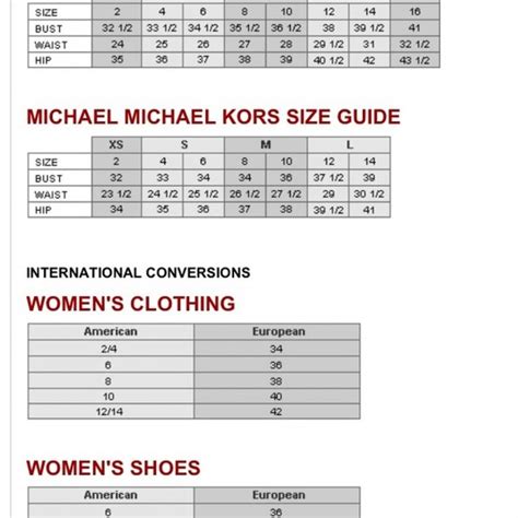 guide taille chaussure michael kors